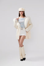 Detachable Fox Fur White Belted Hoodie Coat