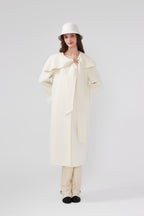 Butterflies Lapel White Cashmere Long Coat