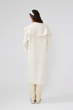 Butterflies Lapel White Cashmere Long Coat