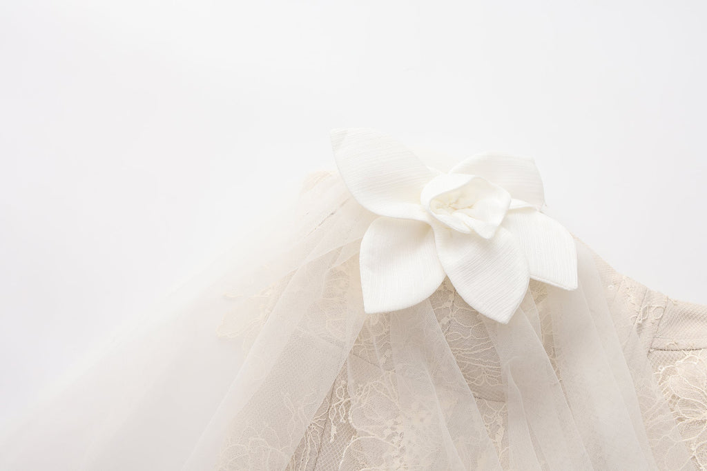 White Iridescent Tulle Fishbone Halter Top