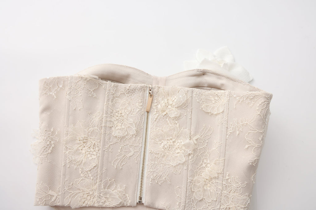 White Iridescent Tulle Fishbone Halter Top