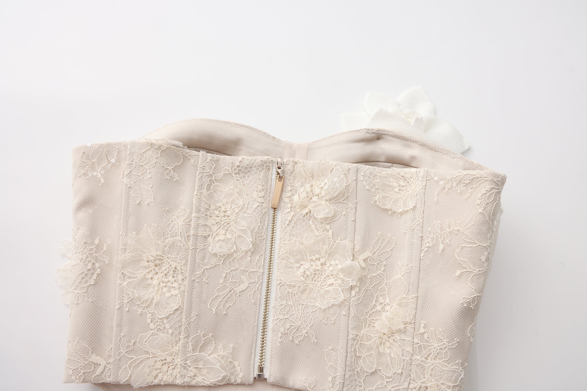 White Iridescent Tulle Fishbone Halter Top