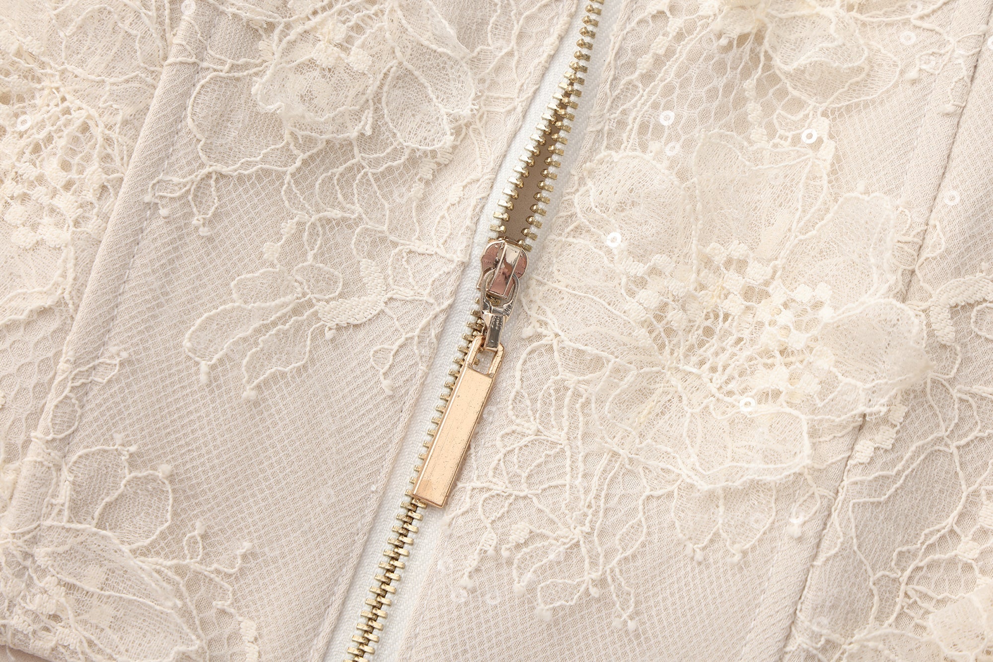 White Iridescent Tulle Fishbone Halter Top