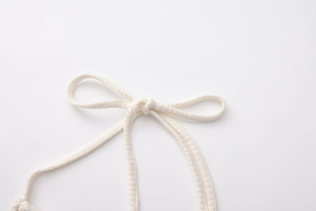 White Halterneck Knit Top With Lace Panels