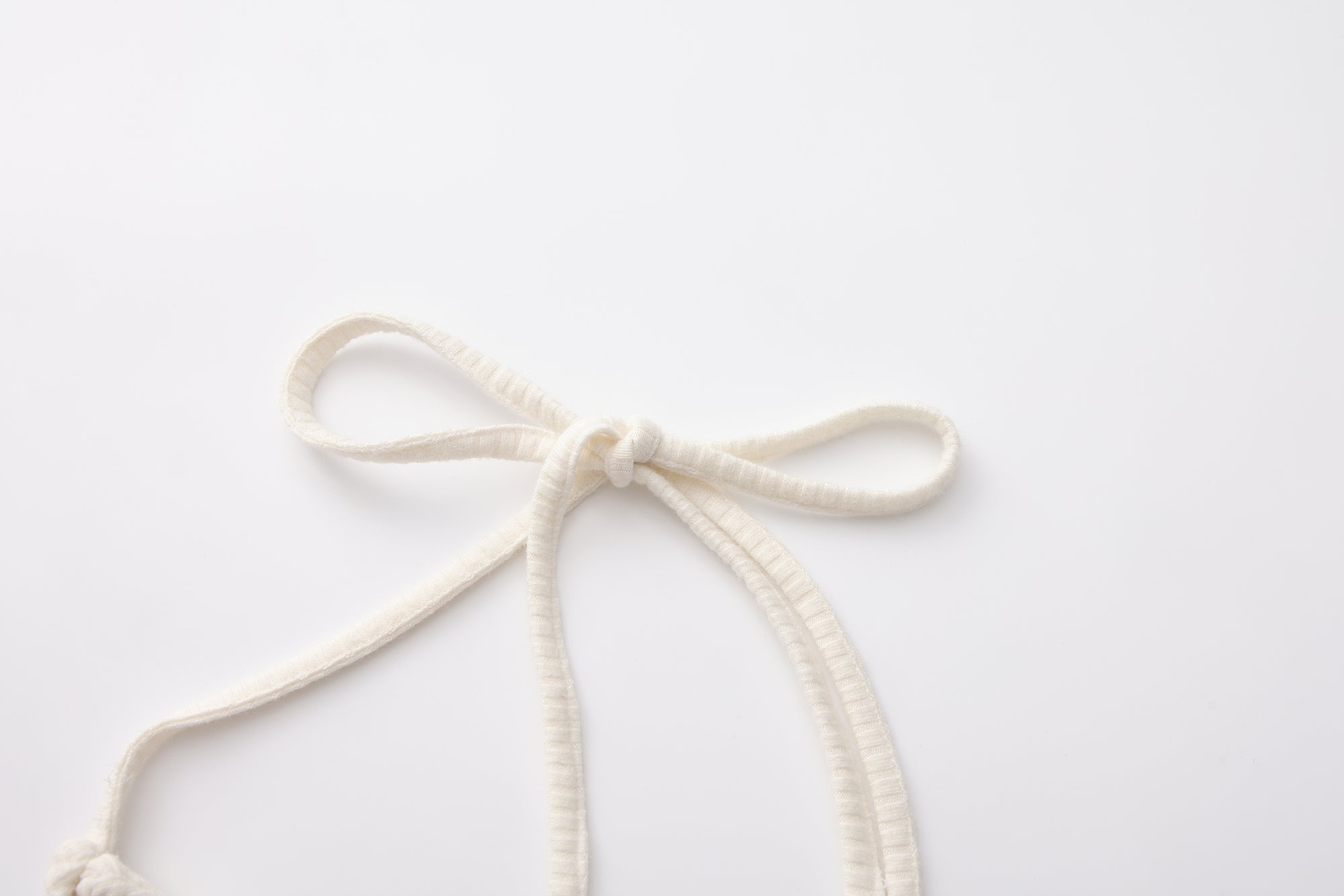 White Halterneck Knit Top With Lace Panels