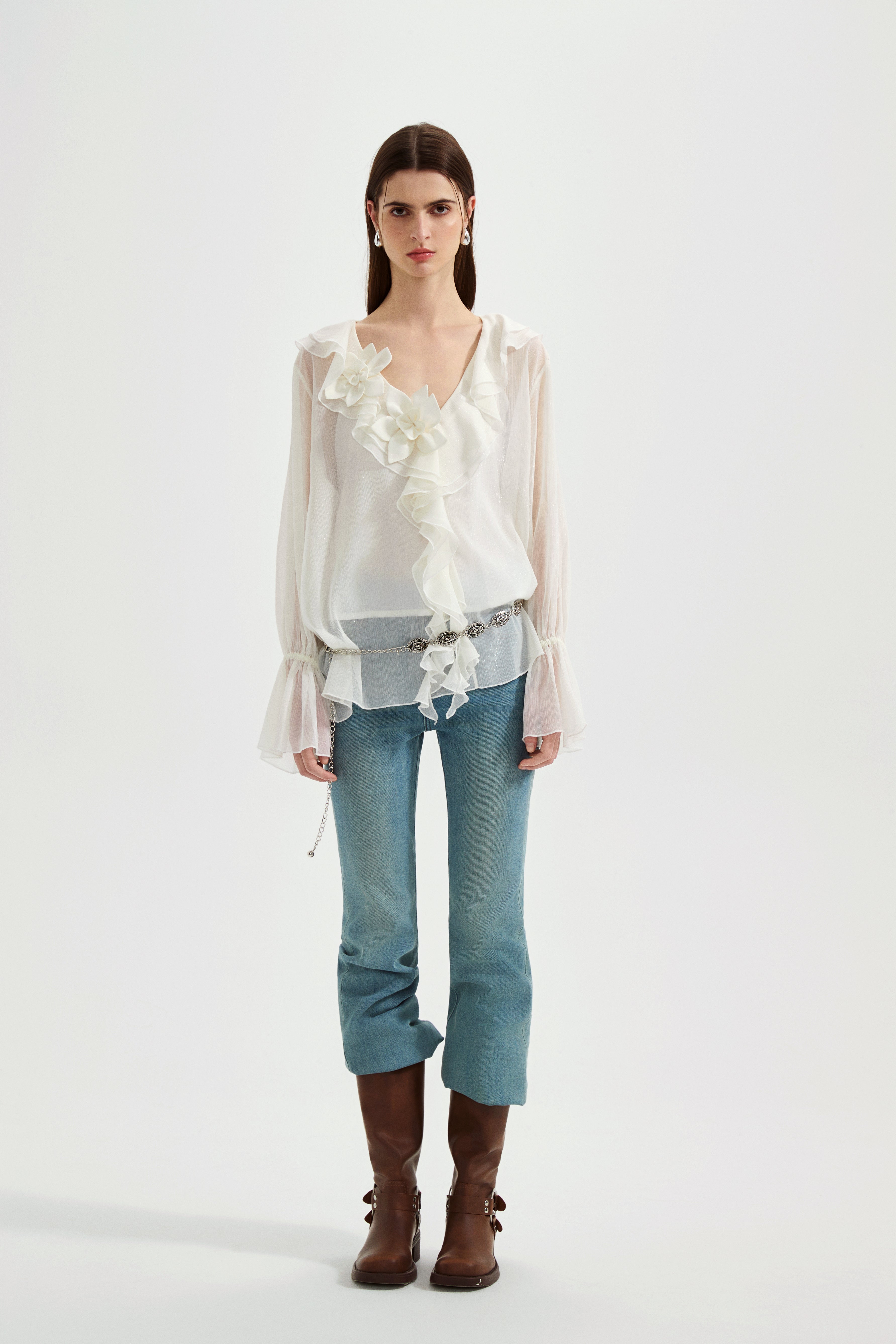 Fine Glittering White Iris Shirt