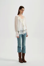 Fine Glittering White Iris Shirt