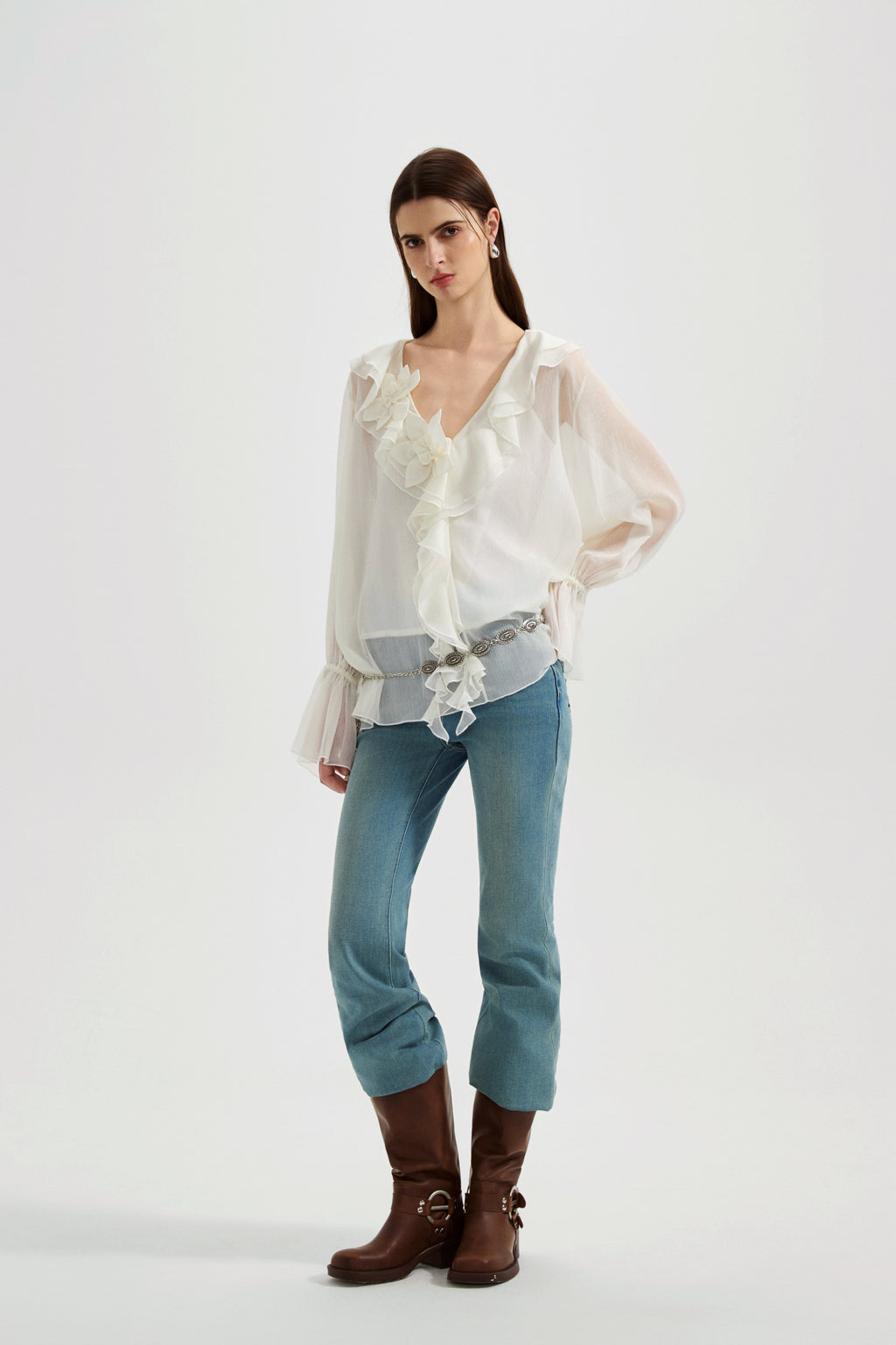 Fine Glittering White Iris Shirt