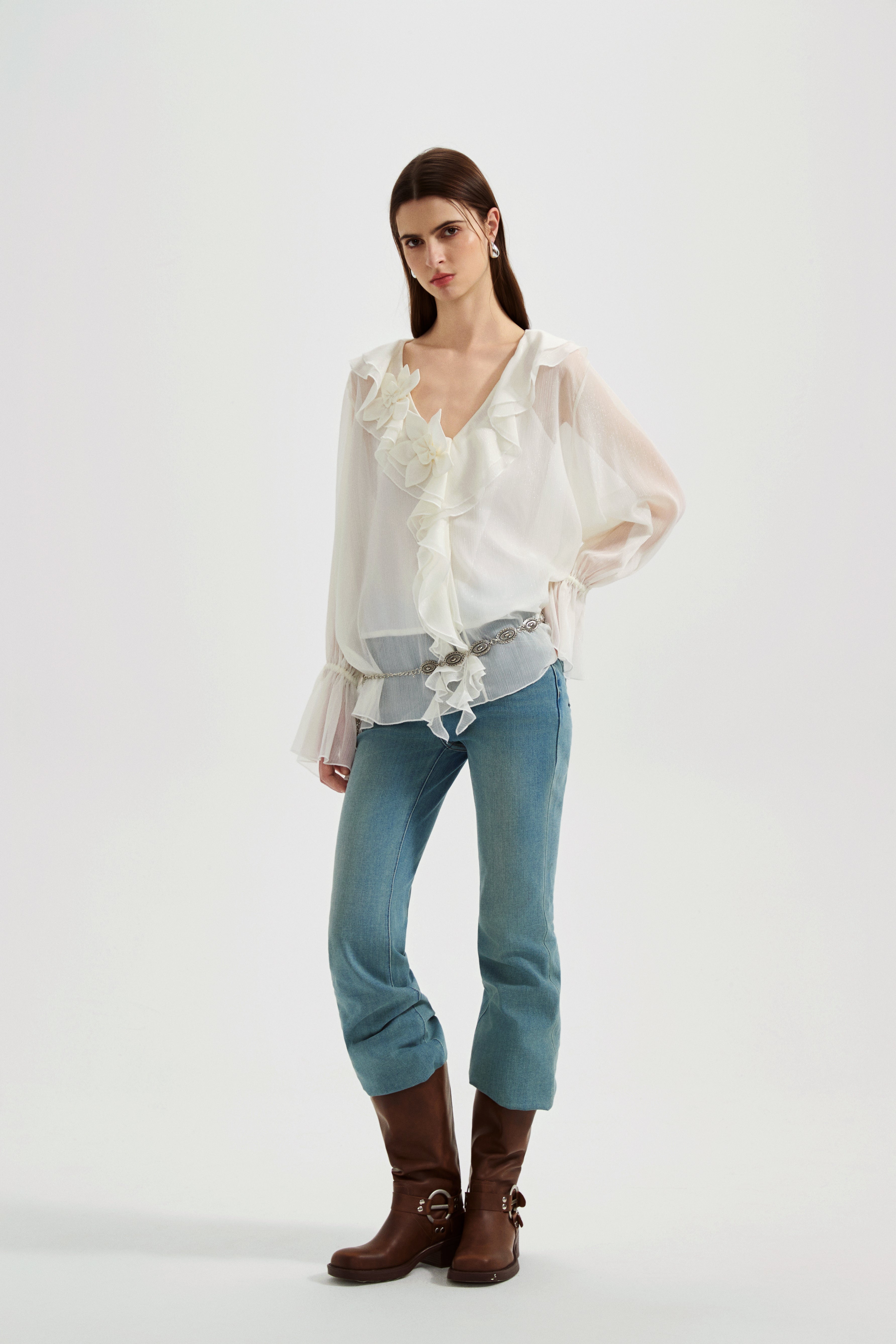 Fine Glittering White Iris Shirt