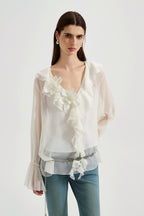 Fine Glittering White Iris Shirt