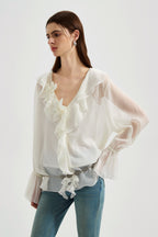 Fine Glittering White Iris Shirt