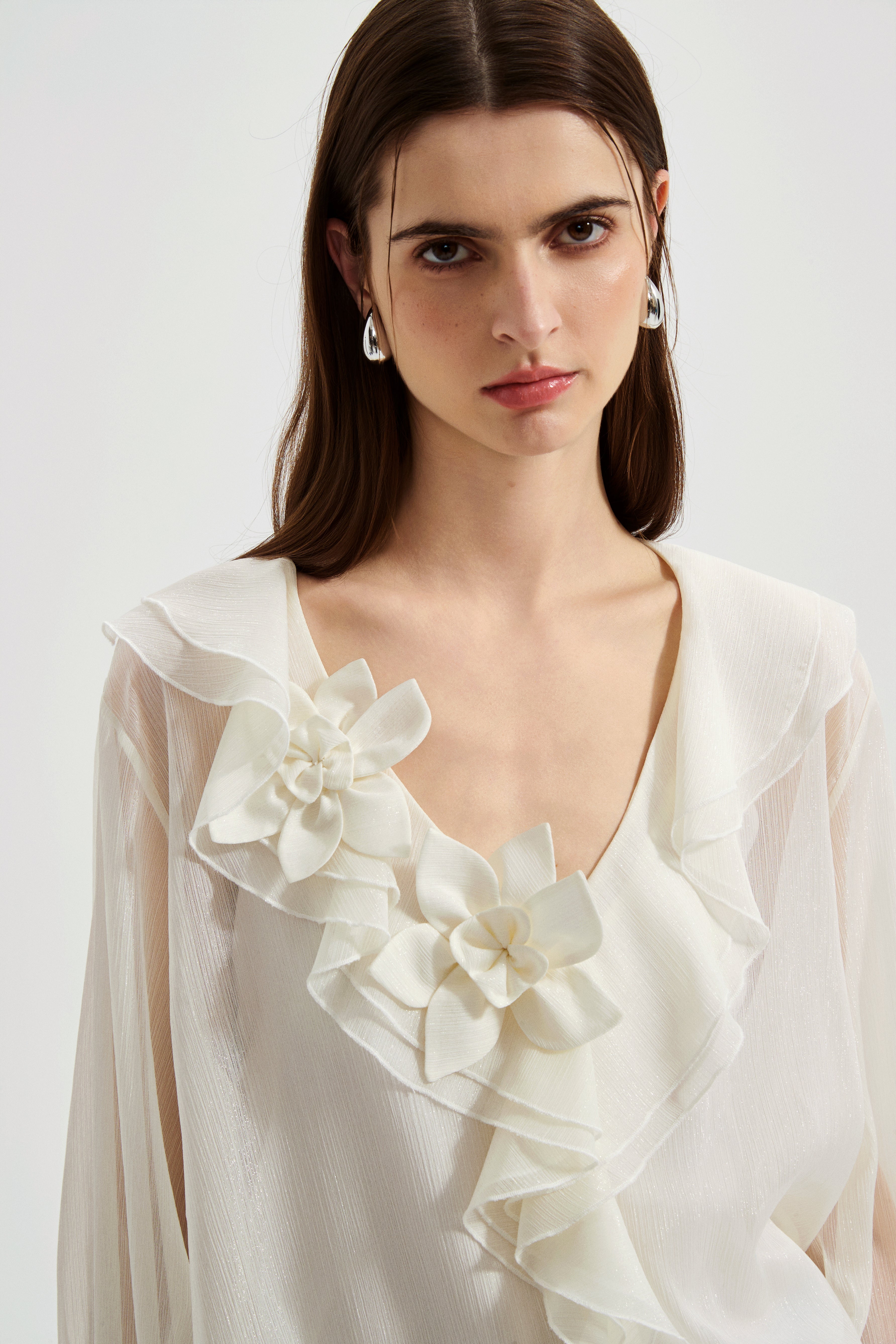 Fine Glittering White Iris Shirt