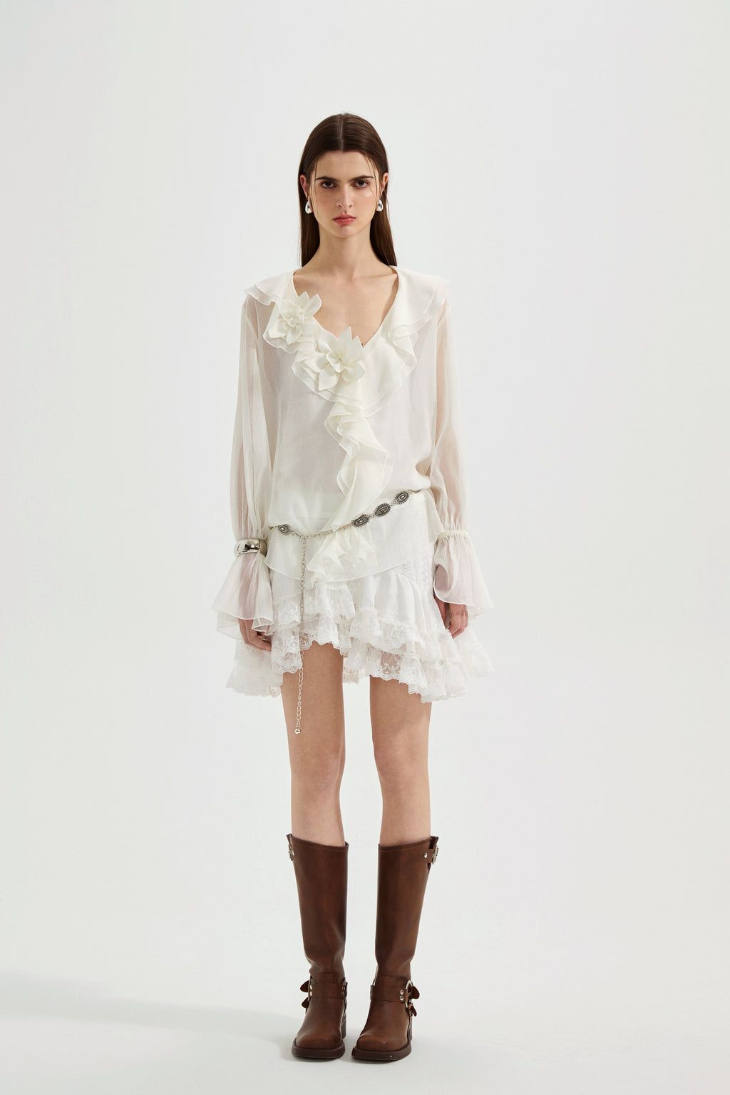 Fine Glittering White Iris Shirt