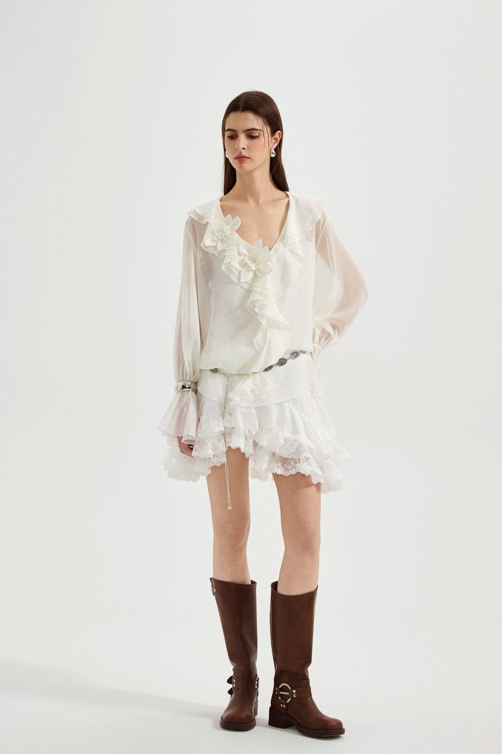 Fine Glittering White Iris Shirt