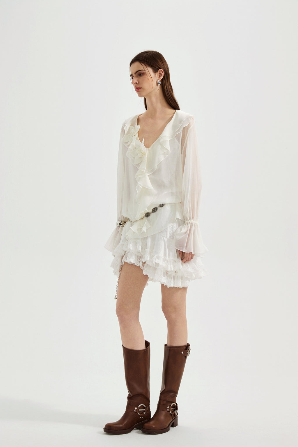 Fine Glittering White Iris Shirt