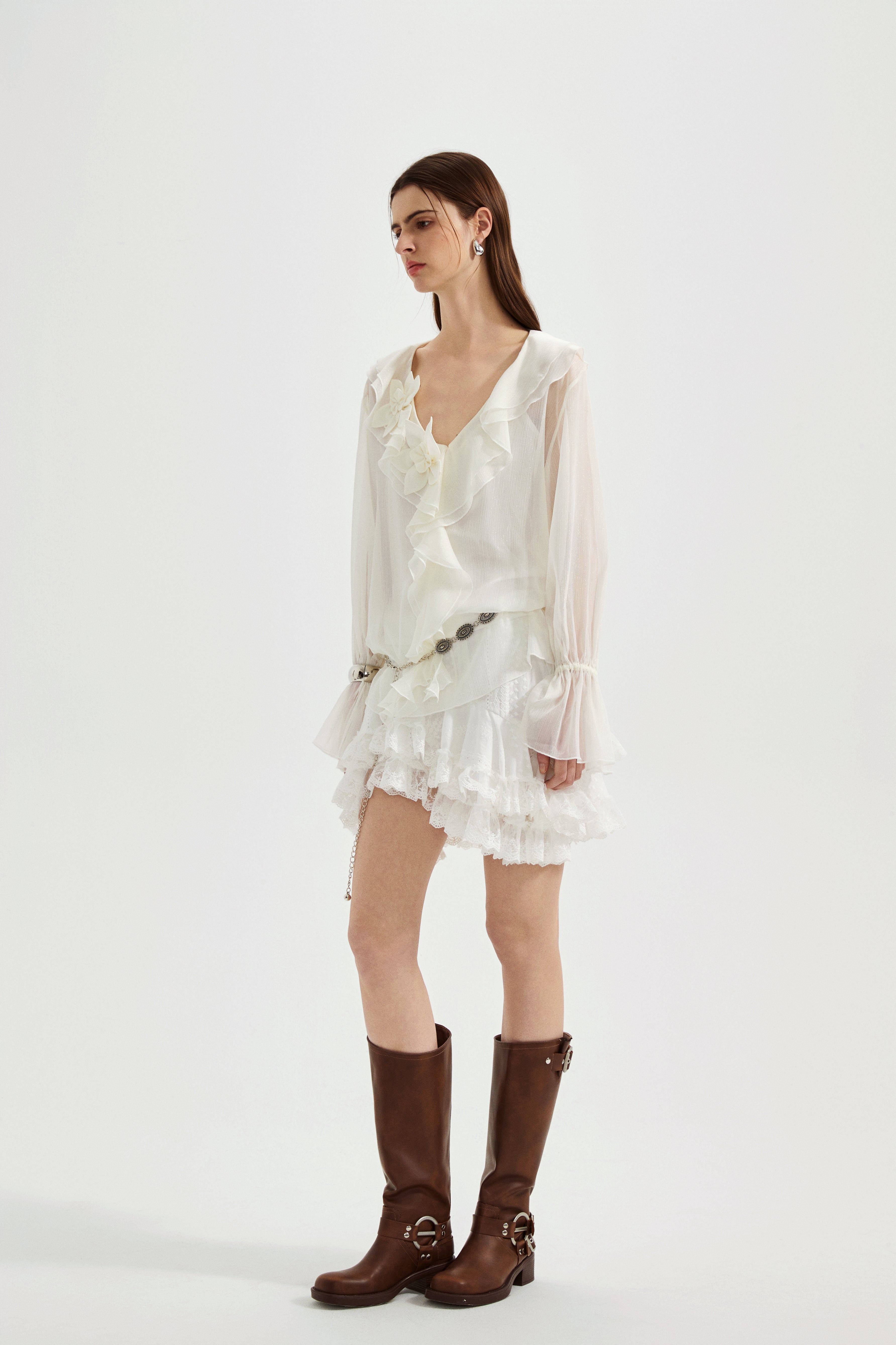 Fine Glittering White Iris Shirt