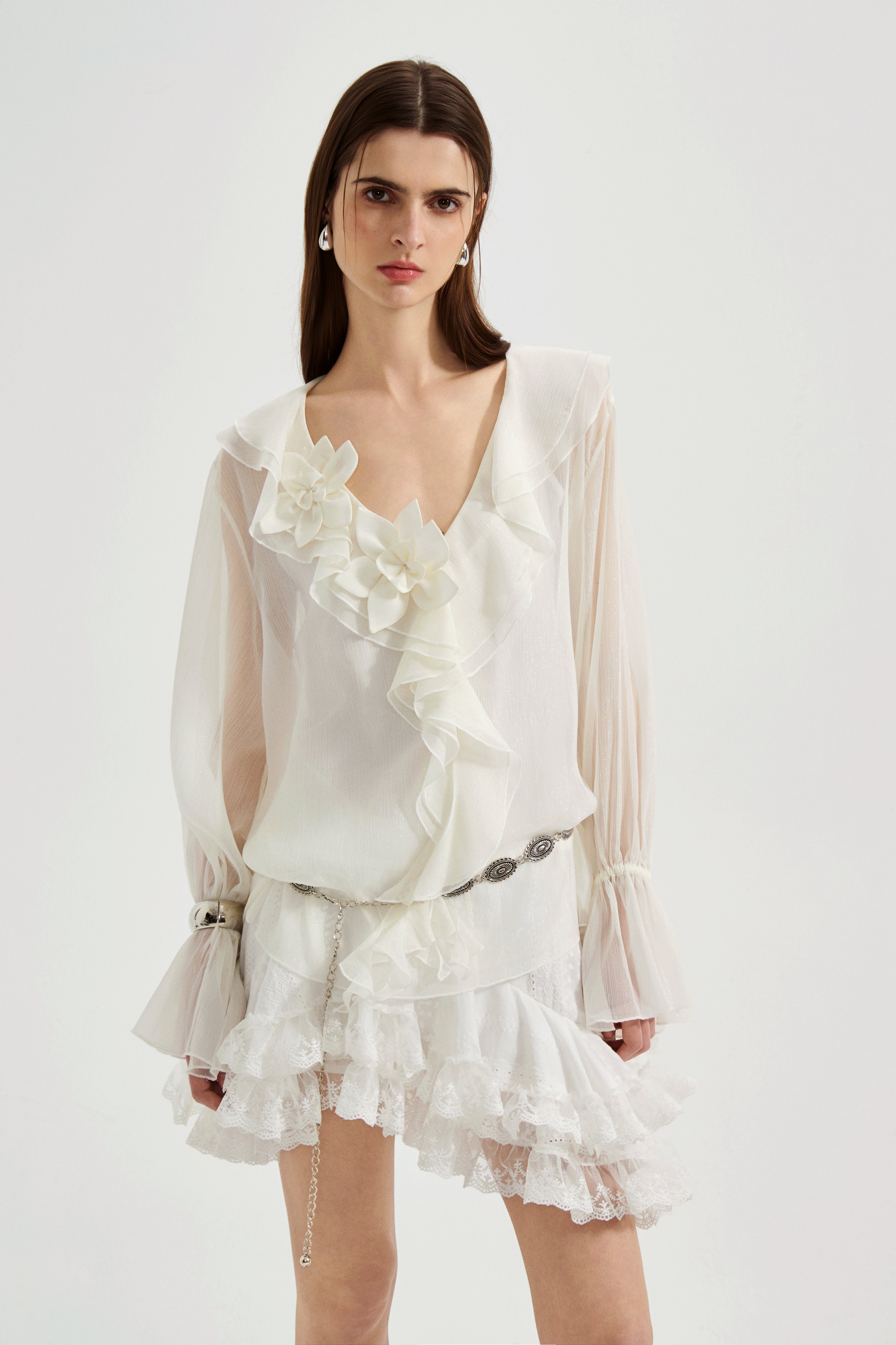 Fine Glittering White Iris Shirt