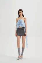 Blue Ribbon Woven Neck Top