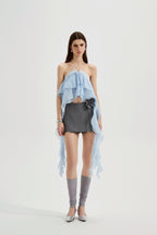 Blue Ribbon Woven Neck Top