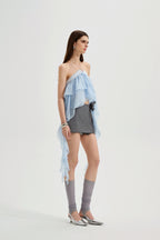 Blue Ribbon Woven Neck Top