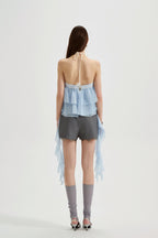 Blue Ribbon Woven Neck Top