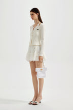 White Two-Piece Lace Halter Cardigan