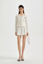 White Two-Piece Lace Halter Cardigan