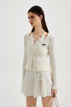 White Two-Piece Lace Halter Cardigan