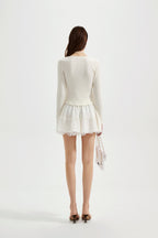 White Two-Piece Lace Halter Cardigan