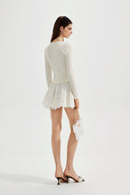 White Two-Piece Lace Halter Cardigan