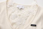 White Two-Piece Lace Halter Cardigan
