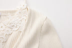 White Two-Piece Lace Halter Cardigan