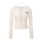 White Two-Piece Lace Halter Cardigan