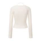 White Two-Piece Lace Halter Cardigan