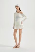Rhinestone-Studded Pony Print T-Shirt