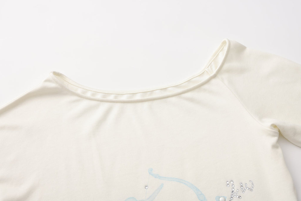 Rhinestone-Studded Pony Print T-Shirt