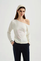 Pink Rhinestone-Studded Pony Print T-Shirt