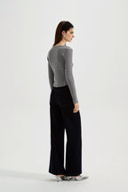 Grey Two-Piece Diamond-Studded Button-Up Strapless Cardigan