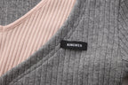 Grey Two-Piece Diamond-Studded Button-Up Strapless Cardigan