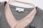 Grey Two-Piece Diamond-Studded Button-Up Strapless Cardigan
