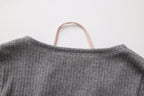 Grey Two-Piece Diamond-Studded Button-Up Strapless Cardigan