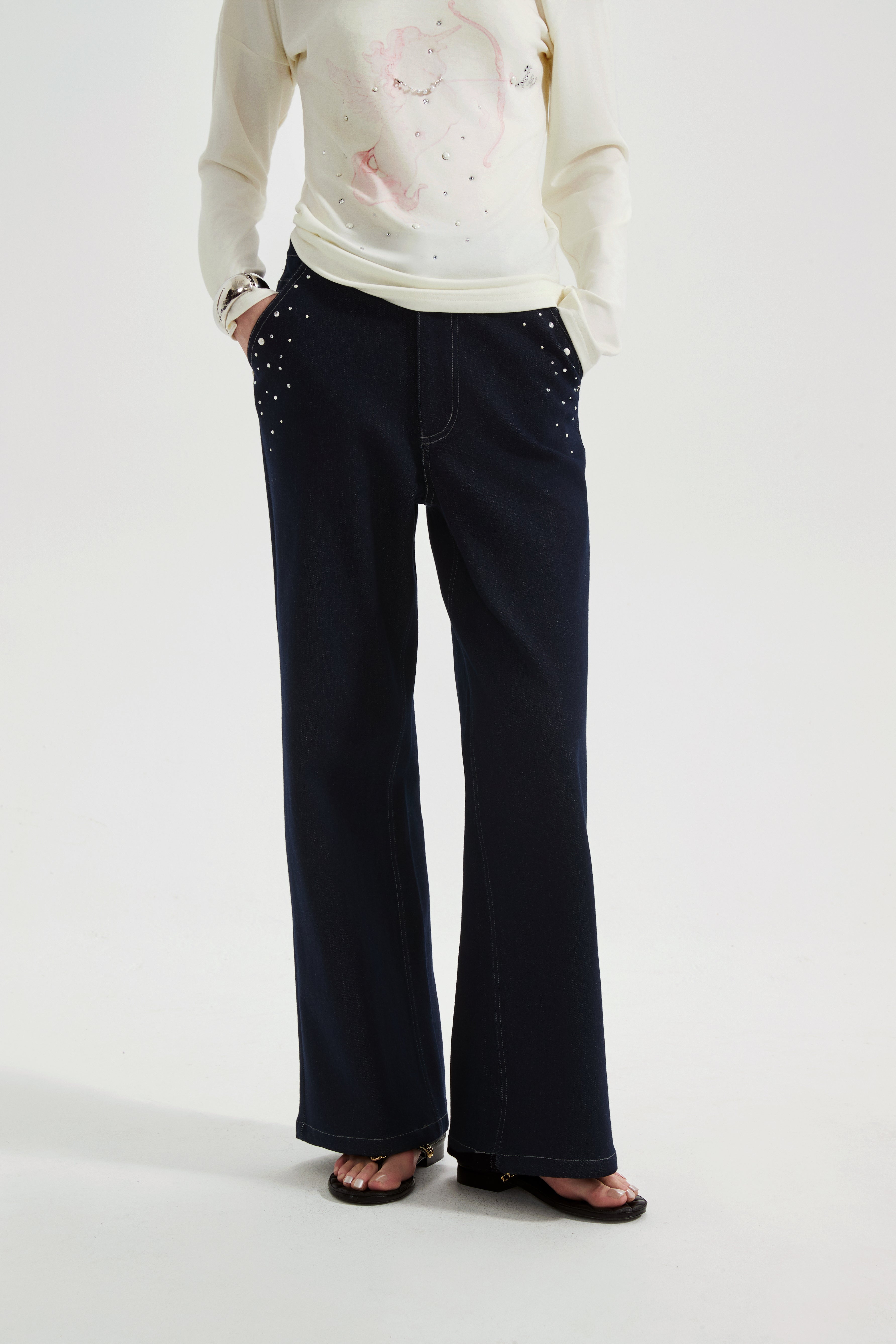 Diamond-Studded Pearl Jeans