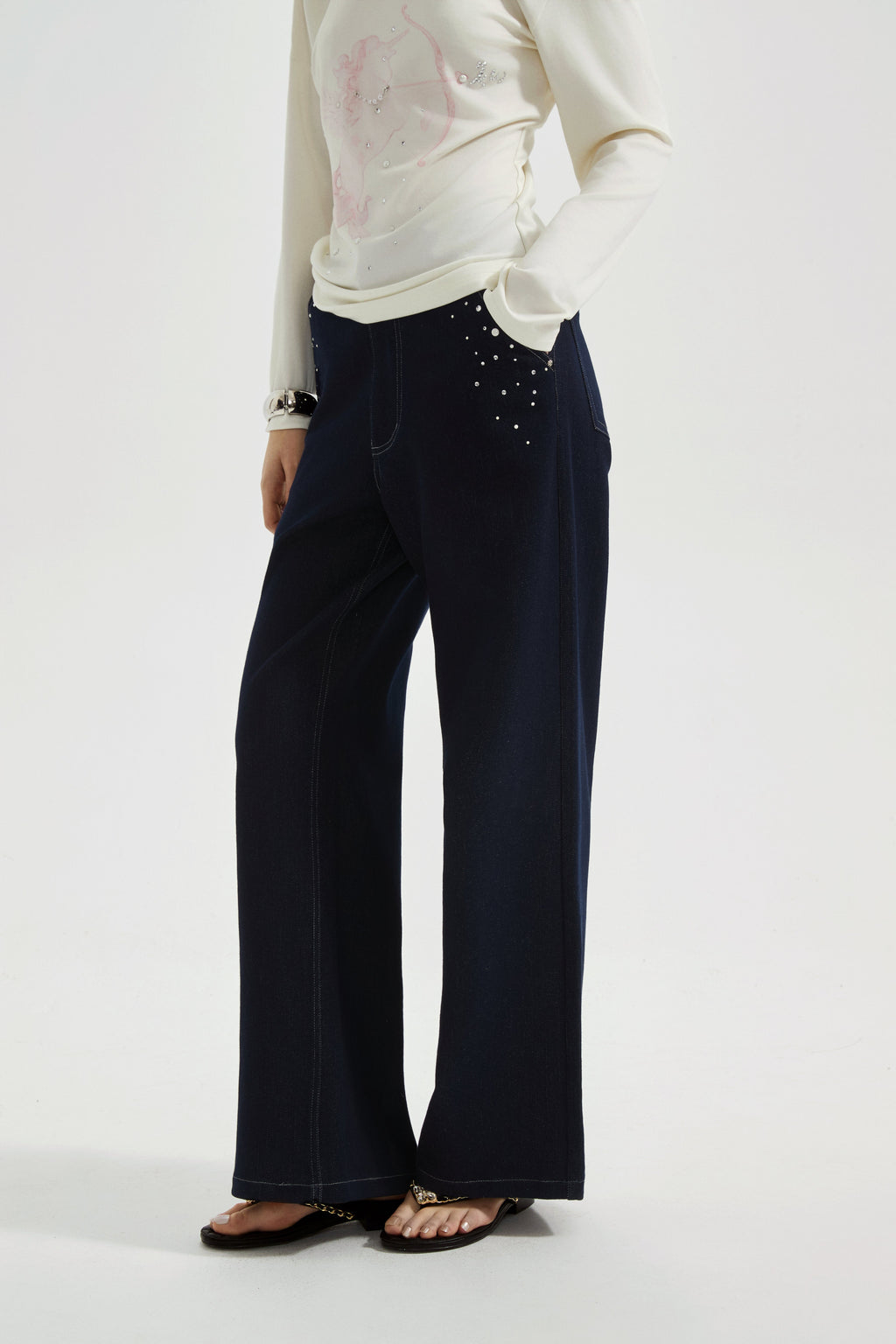 Diamond-Studded Pearl Jeans