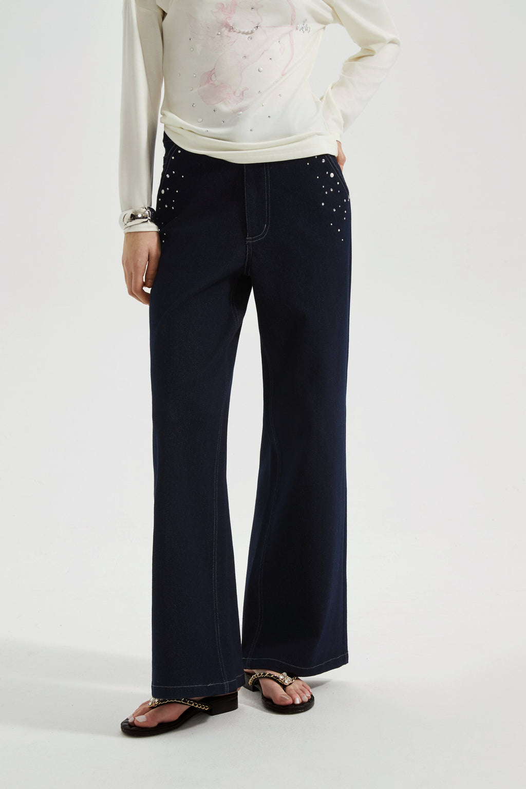 Diamond-Studded Pearl Jeans