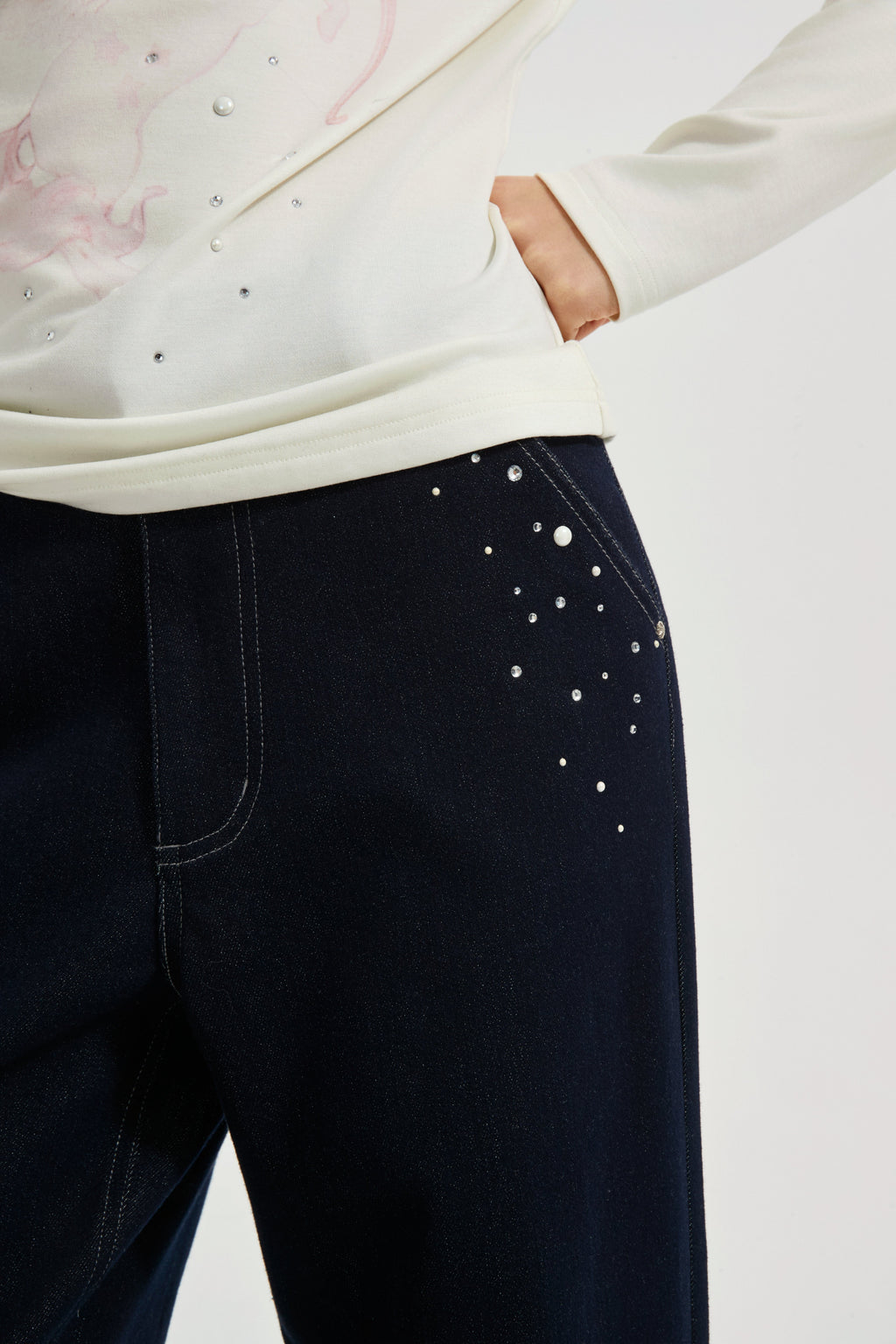 Diamond-Studded Pearl Jeans