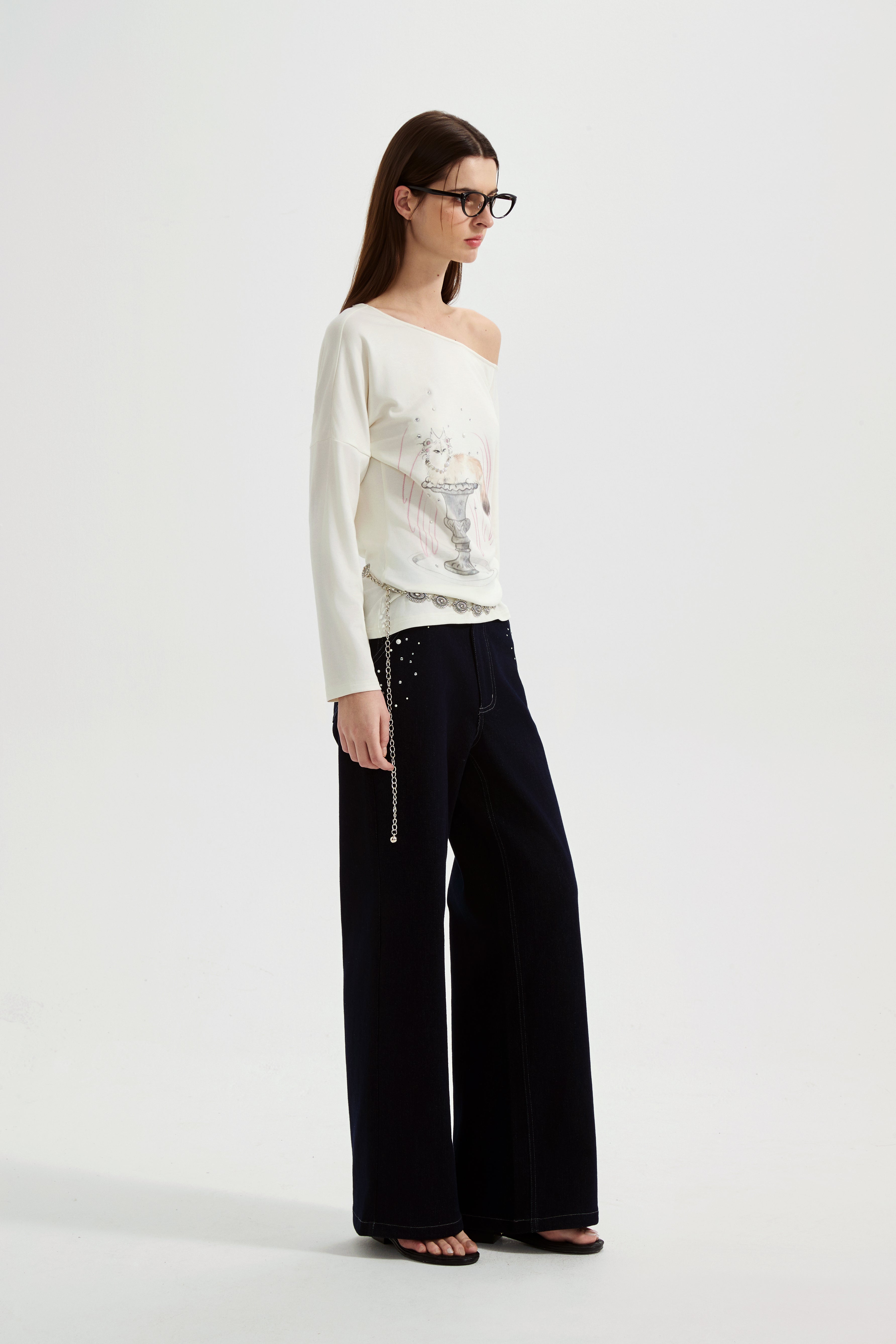 White Kitten Print T-Shirt