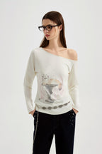 White Kitten Print T-Shirt