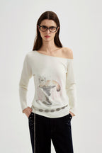 White Kitten Print T-Shirt
