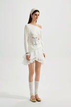 White Kitten Print T-Shirt