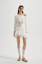 White Kitten Print T-Shirt